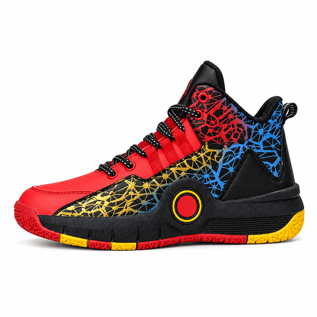 Men's high-top basketball sneaker side profile