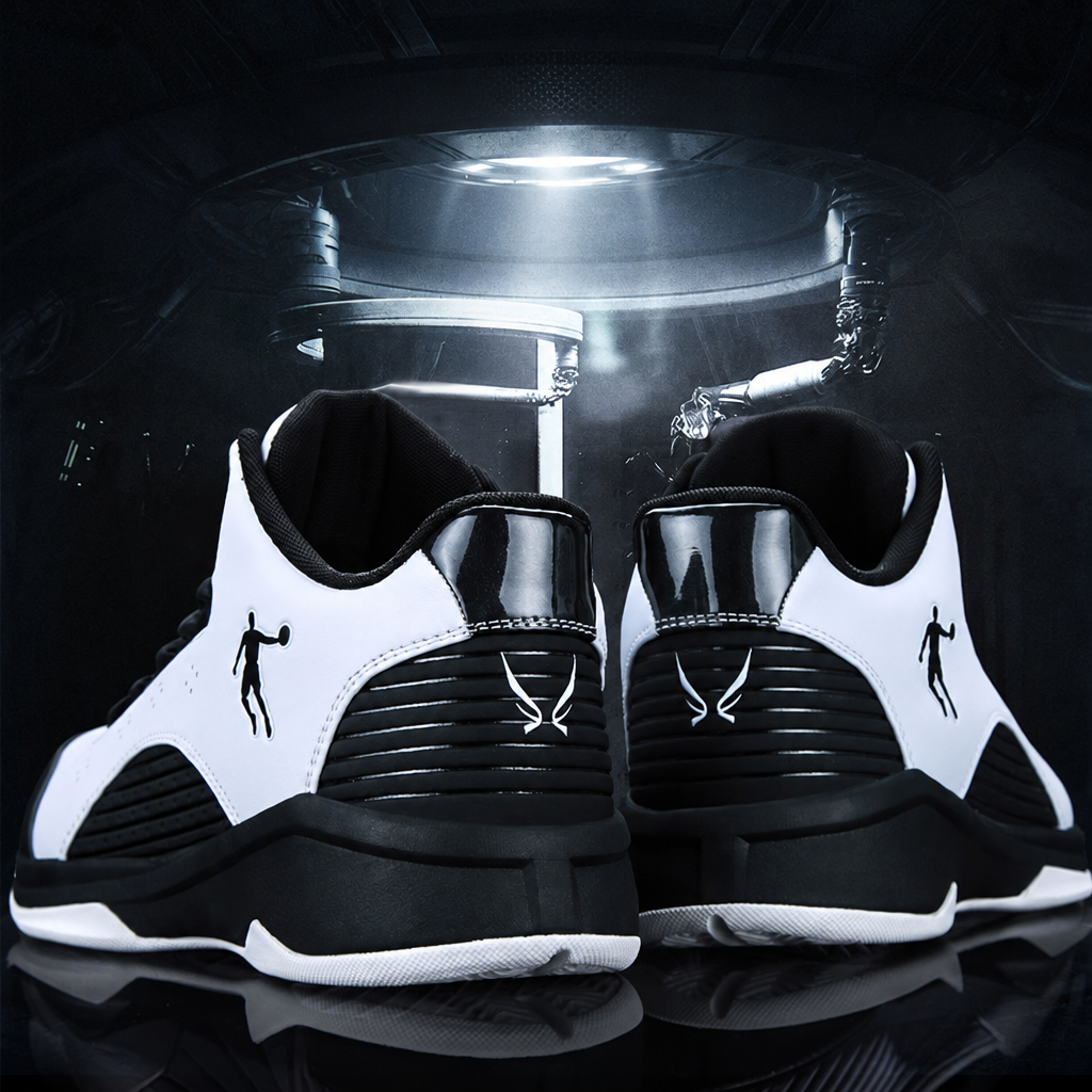 Men's high-top black and white sneakers