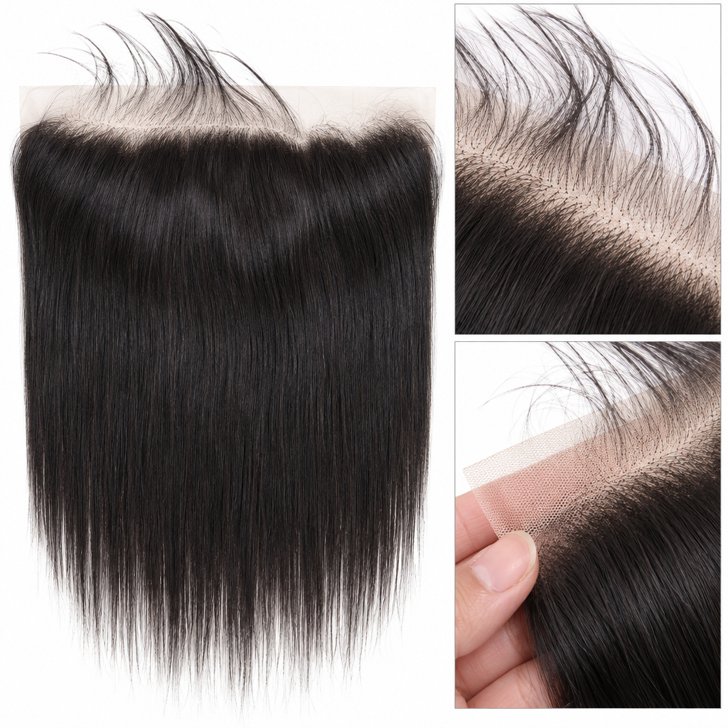 Straight transparent HD lace frontal hairline close-up