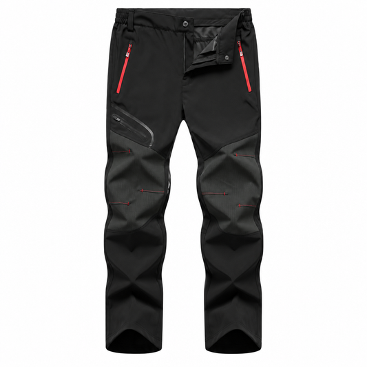 Men's black waterproof fleece hiking outdoor pants clean product photo