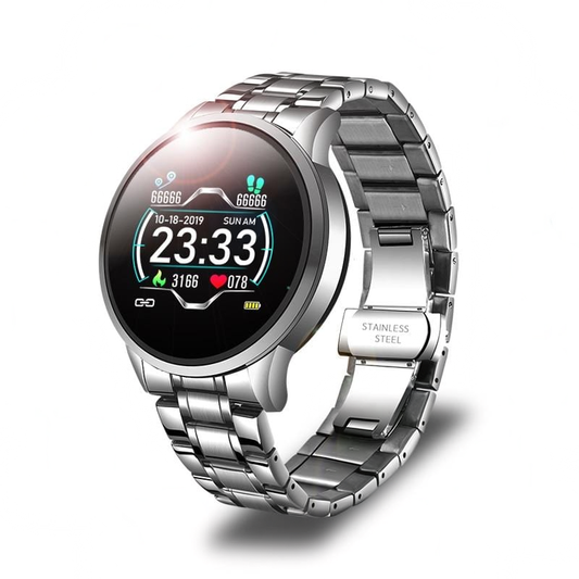 Men's smart watch heart rate blood pressure monitor steel clean product photo