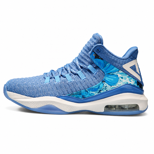 Men's air cushion basketball shoes non-slip training sneakers blue floral