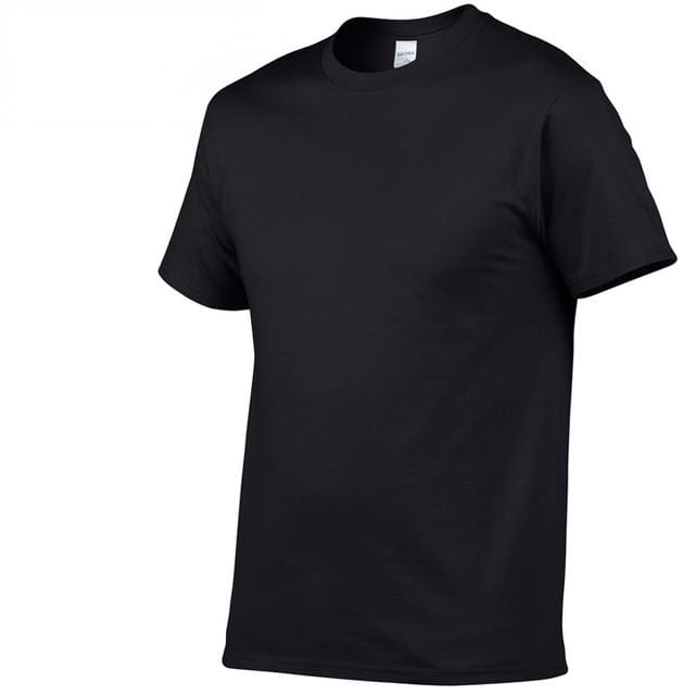 Men's solid color 100% cotton t-shirt black crew neck