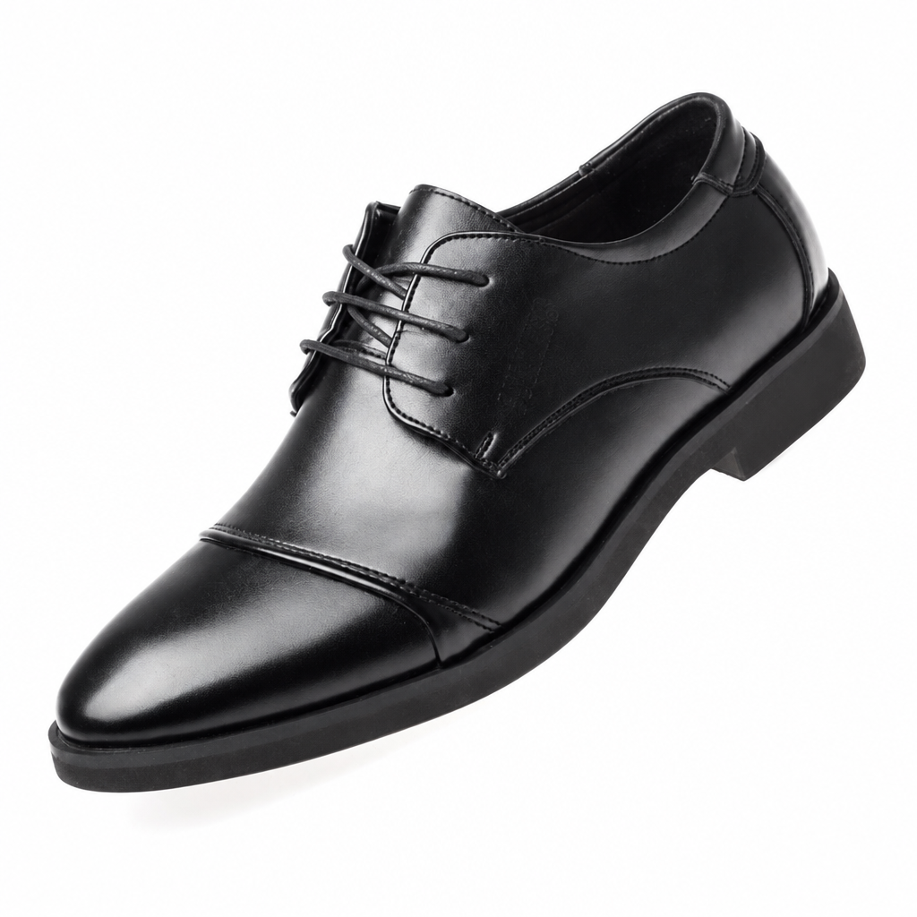 Men's breathable leather oxfords business formal shoes black