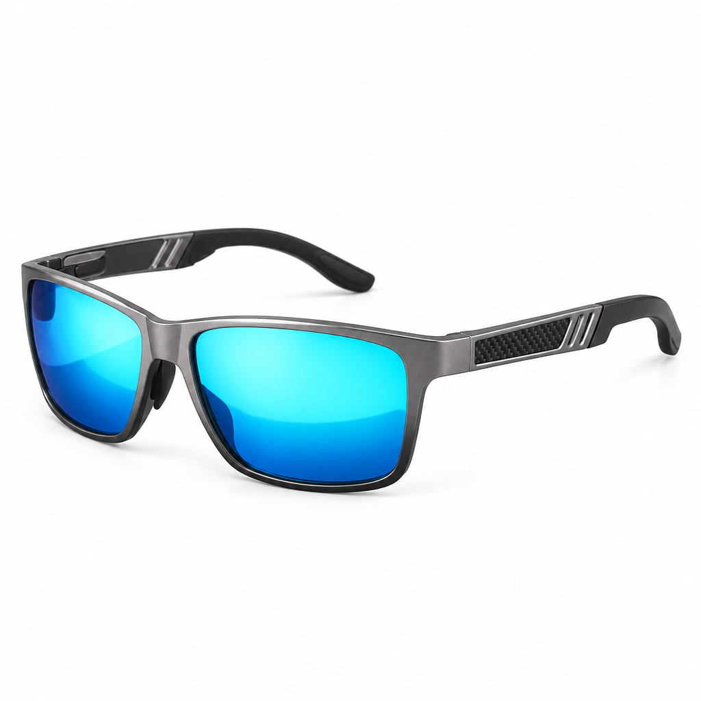 Men's polarized aluminum magnesium rectangle driving sunglasses clean product photo