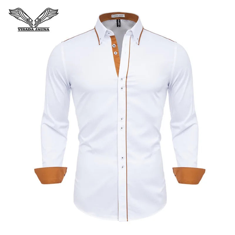 Mens Long Sleeve Shirt Dress Up Professional Shirt Long Sleeve Mens White Slim Fit Shirt Solid Color Men Business Dress Shirt