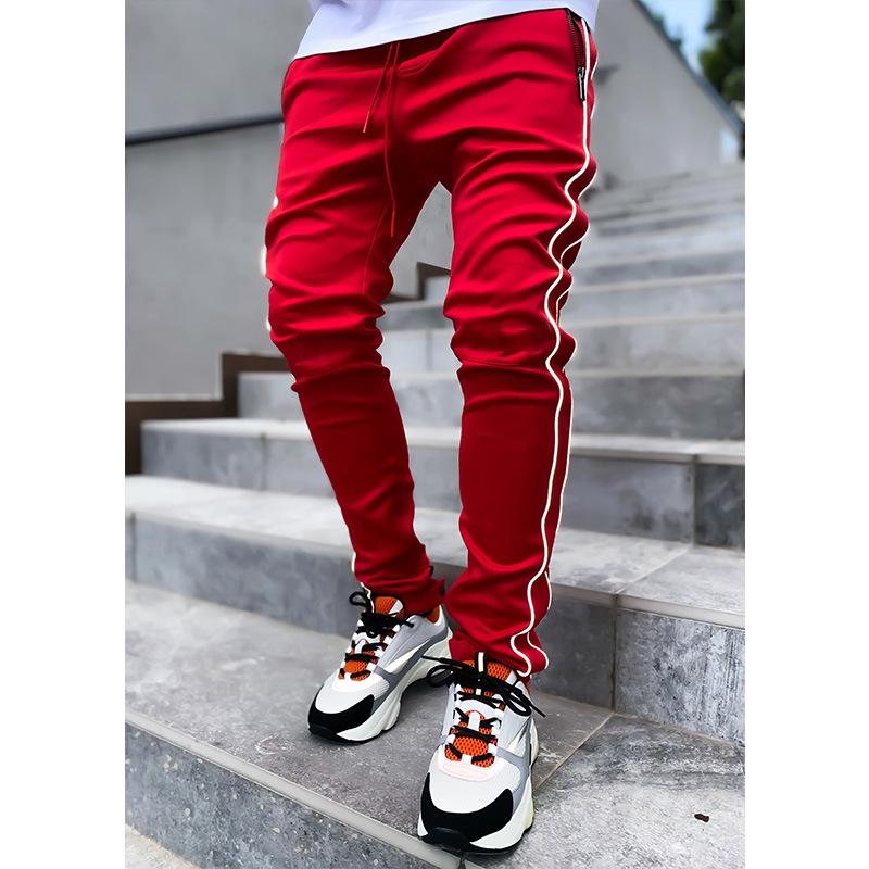 GODLIKEU Pantaloni cargo primăvară toamnă bărbați elastici cu mai multe buzunare reflectorizante drepte sport fitness pantaloni casual pantaloni de jogging