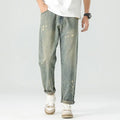 Washed Denim Straight Leg Pants Slim Fit Comfortable Design Fashion Casual All-in-one Jeans