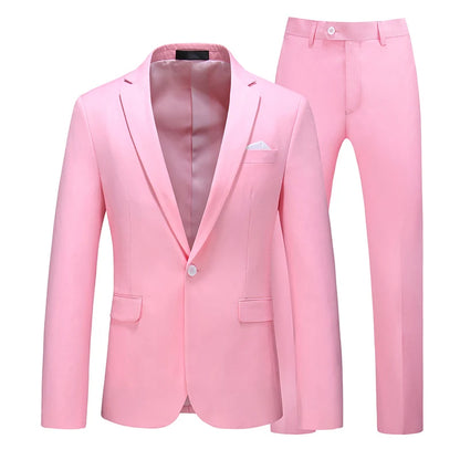 2026 Men's Red Suit 2-Piece Sets, Wedding Party Dress Coat and Pants Asian Size Terno Masculino Black White Blue Costume Homme