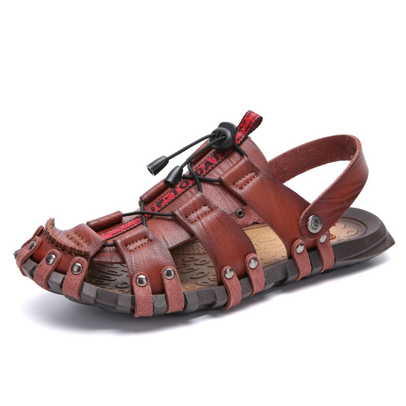 Men Sandals Summer Beach Shoes Fashion Genuine Leather Sandals Casual Men Shoes Outdoor Sandalias Mens Flip Flops Big Size 47