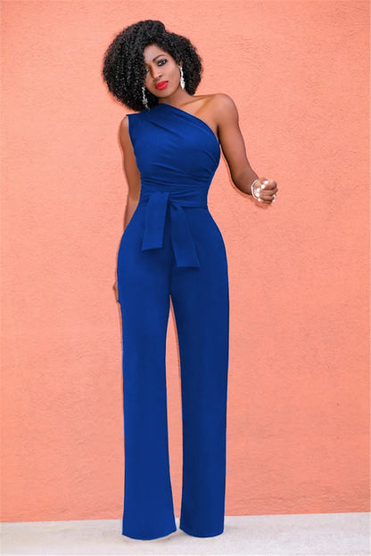 New  Women Off Shoulder Casual Jumpsuits Wide Leg Pants Summer Elegant Rompers Womens Jumpsuit Party Overalls Female