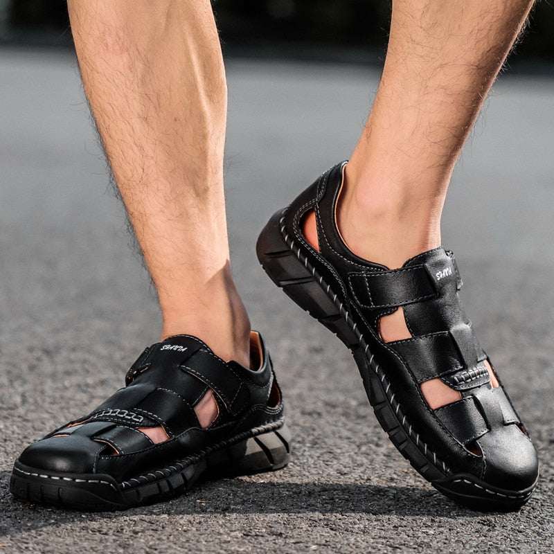 2020 Classic Mens Sandals Summer Genuine Leather Sandals Men Outdoor Casual Lightweight Sandal Fashion Men Slipper Size 38-48