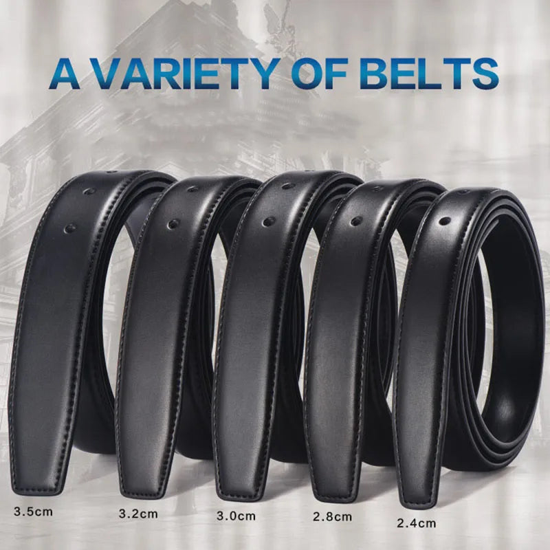 2.4cm 2.8cm 3.0cm 3.2cm 3.5cm 3.8cm Genuine Leather Belt No Buckle Pin Buckle Waist Strap Belts Boby Without Buckle Men Women