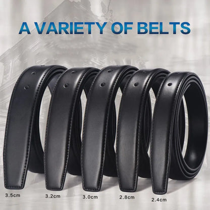 2.4cm 2.8cm 3.0cm 3.2cm 3.5cm 3.8cm Genuine Leather Belt No Buckle Pin Buckle Waist Strap Belts Boby Without Buckle Men Women