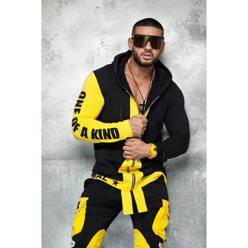 ZOGAA Hip Hop Men's Cool Hoodies Set 2 Piece Sweatsuit  Hooded Jacket and Pants Jogging Suit Tracksuits