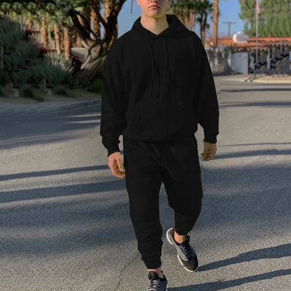 Neon Green Style Men's Fashion Tracksuit Solid 2 Pieces Long Sleeve Hoody+Loose Swearpants Casual Sportsuit Men  Newest OMSJ
