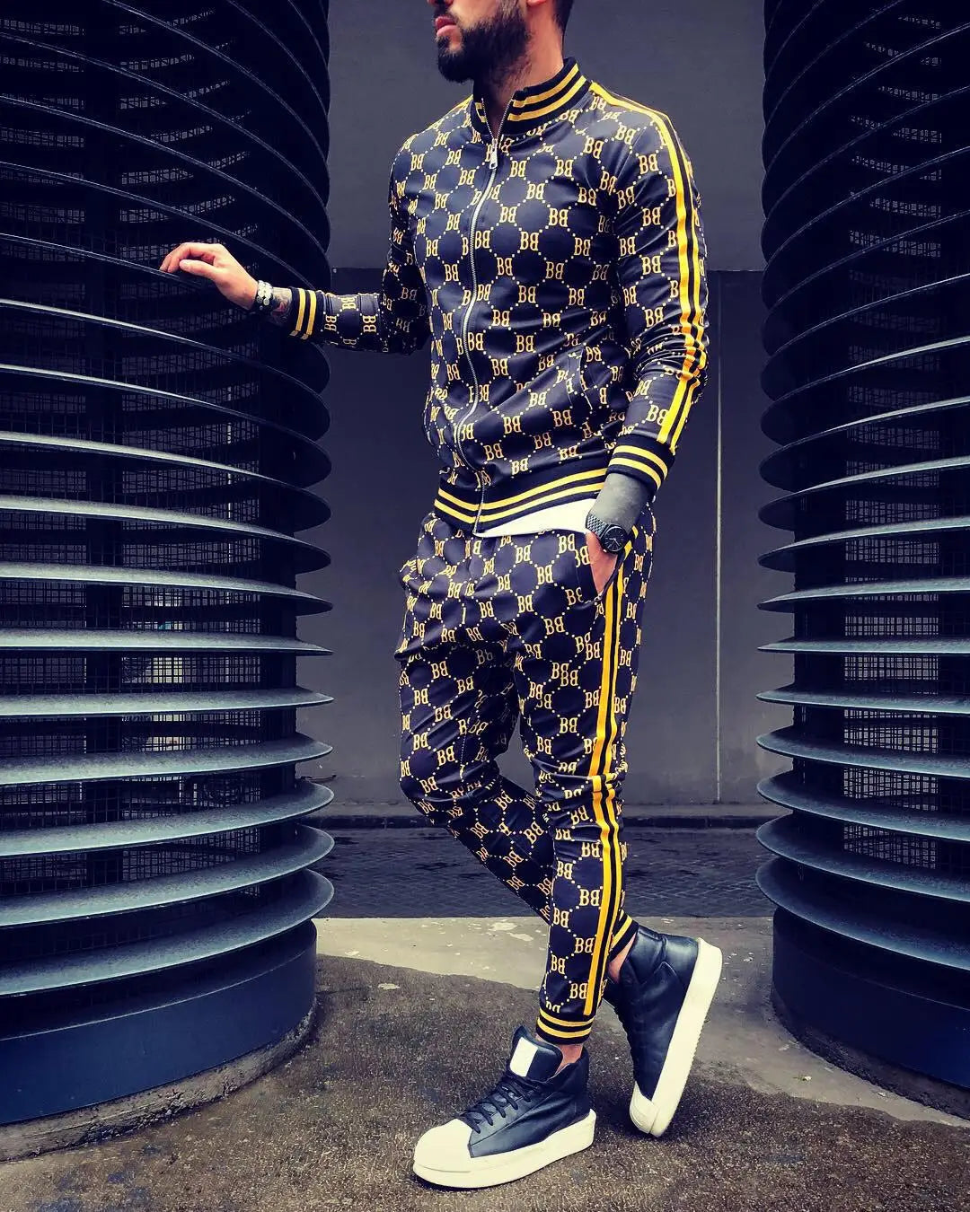 Mens Tracksuits Colorful Plaid Casual Zipper Hoodie Set 3D Print Set New Autumn Male Sweatshirt Clothes For Men