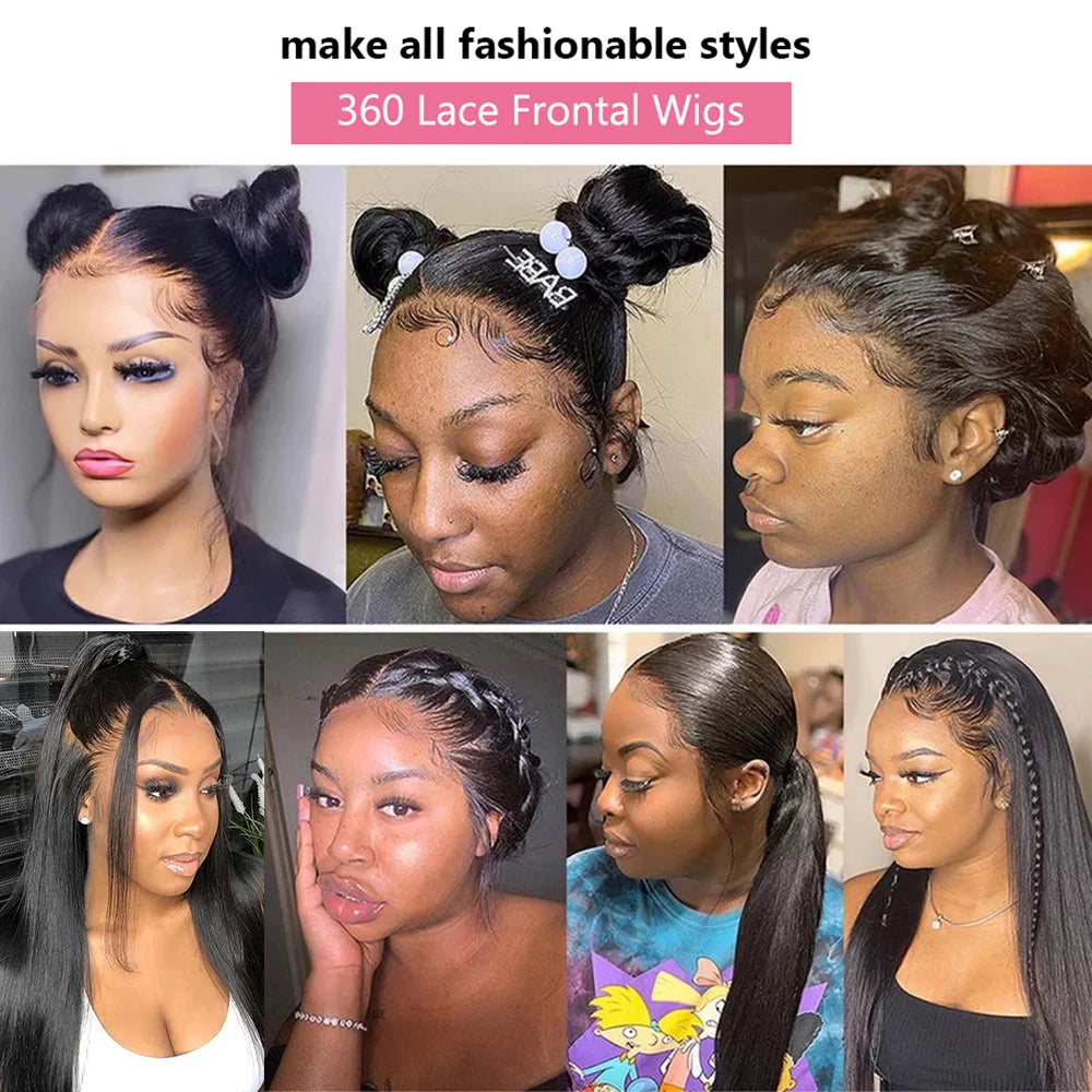Full 360 HD Lace Frontal Human Hair Wigs PrePlucked For Women Brazilian Bone Straight 13x6 Transparent Lace Front Human Hair Wig