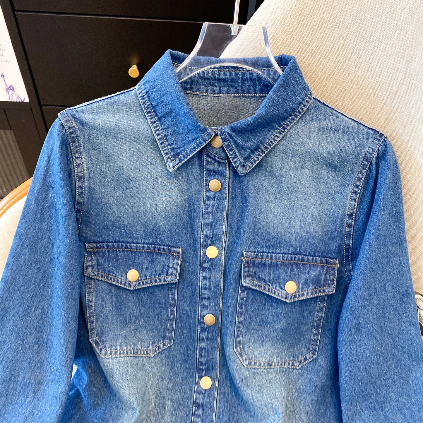 Boutique Wholesale  Summer New Fashionable Retro Versatile Casual Loose Denim Women's Shirt