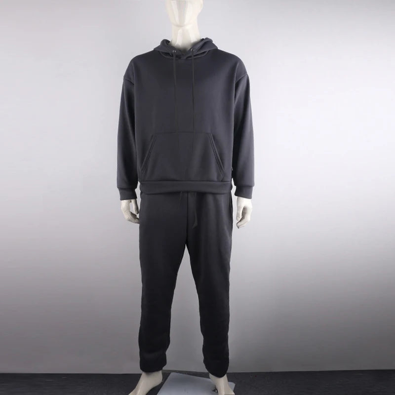 Neon Green Style Men's Fashion Tracksuit Solid 2 Pieces Long Sleeve Hoody+Loose Swearpants Casual Sportsuit Men  Newest OMSJ