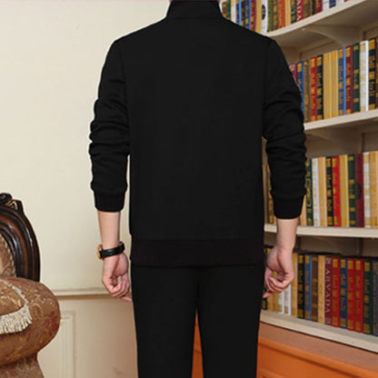 Men's Sportswear Casual Suit Two Piece Set  Autumn New Tracksuit Stand Zipper Gray Sweatshirt Sweatpant Survetement Homme