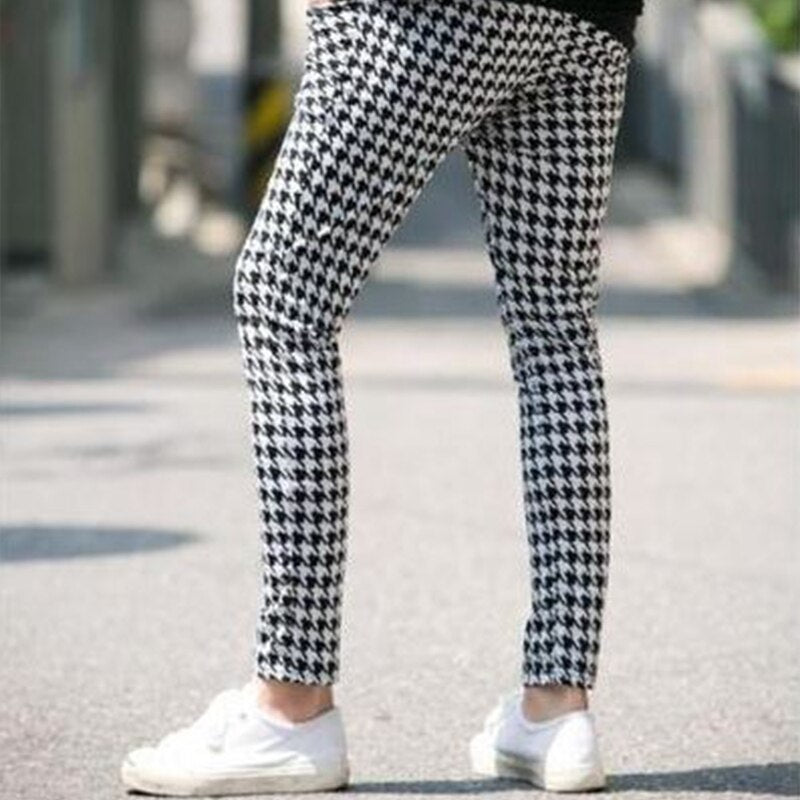 Korean large size men&#39;s men&#39;s fashion houndstooth tide men&#39;s pants summer harem pants casual trousers performance nightclub