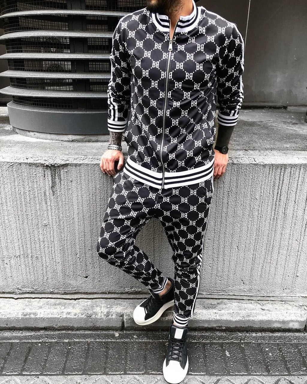 Mens Tracksuits Colorful Plaid Casual Zipper Hoodie Set 3D Print Set New Autumn Male Sweatshirt Clothes For Men
