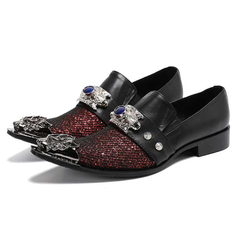 Summer New breathable business banquet men's shoes leather men's party casual shoes model personalized show wedding shoes