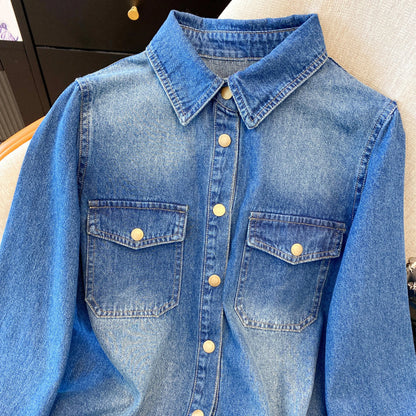 Boutique Wholesale  Summer New Fashionable Retro Versatile Casual Loose Denim Women's Shirt