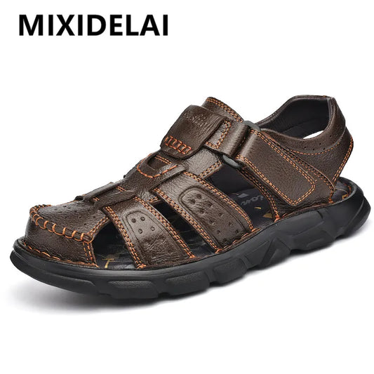 Genuine Leather Casual Shoes For Men High Quality Classic Men Sandals Summer Outdoor Walking Men Sneakers Breathable Men Sandals