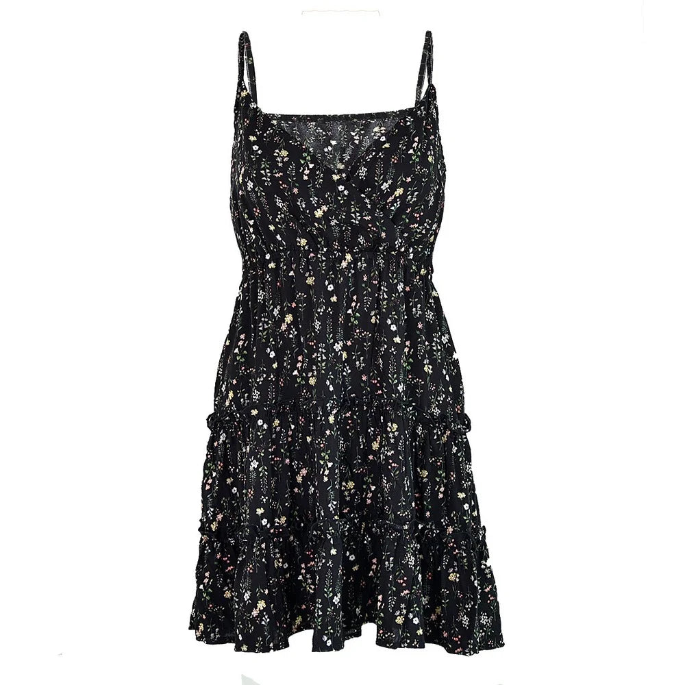 Floral Slip Dress Women Sun Cami Dresses Elegant Basic for Teen Girls Harajuku Summer 2023