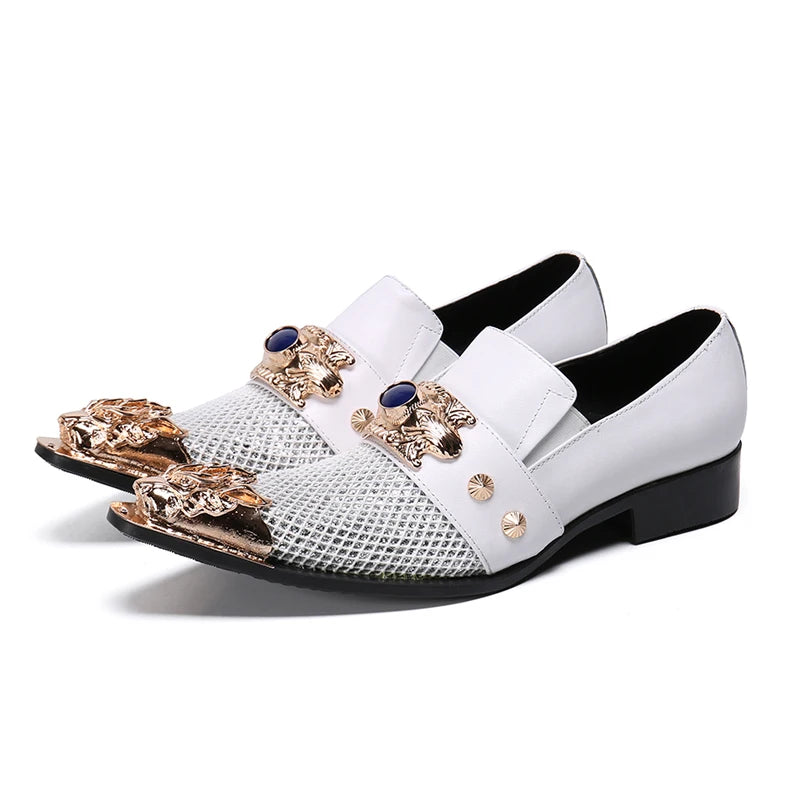 Summer New breathable business banquet men's shoes leather men's party casual shoes model personalized show wedding shoes