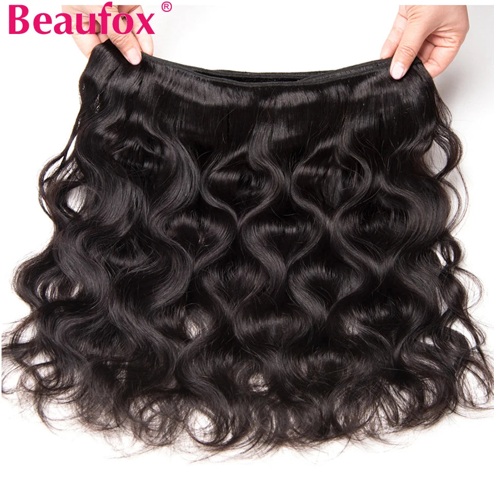 Beaufox Body Wave Bundles brasilianische Haar-Weave-Bündel 1/3/4 Stk. Echthaar-Bündel Natur-/Tiefschwarz 8-30" Remy Haarverlängerungen