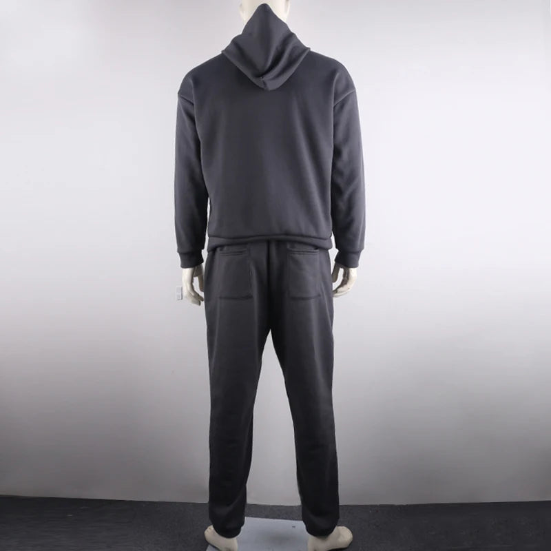 Neon Green Style Men's Fashion Tracksuit Solid 2 Pieces Long Sleeve Hoody+Loose Swearpants Casual Sportsuit Men  Newest OMSJ