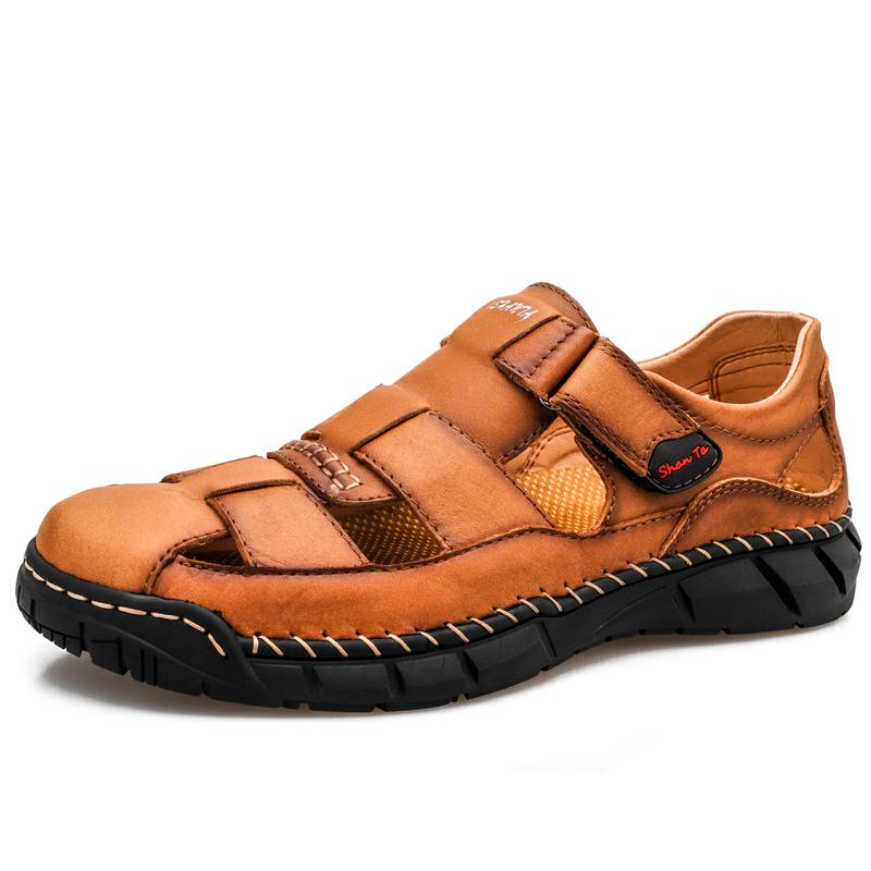 2020 Classic Mens Sandals Summer Genuine Leather Sandals Men Outdoor Casual Lightweight Sandal Fashion Men Slipper Size 38-48