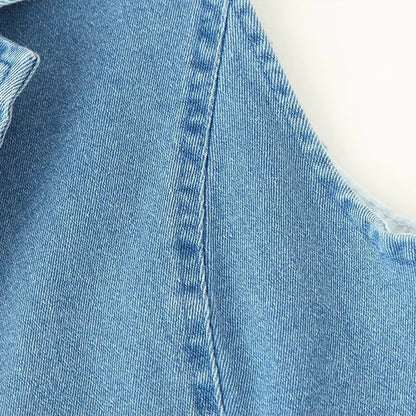ZATRHMBM  New Fashion Button-Up Denim Dress Retro Casual Sleeveless Lapel Elegant Lady Fashion Dress