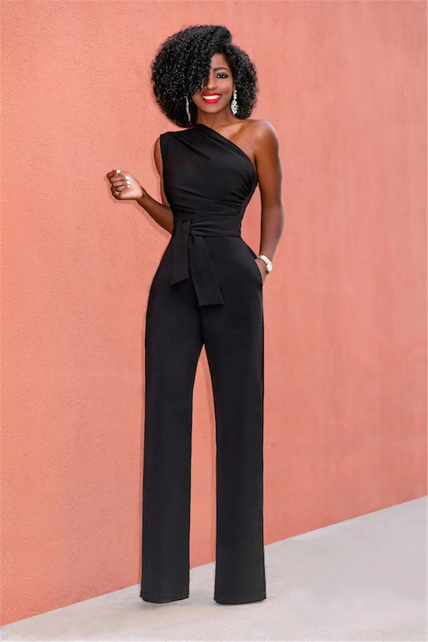 New 2022 Women Off Shoulder Casual Jumpsuits Wide Leg Pants Summer Elegant Rompers Womens Jumpsuit Party Overalls Female