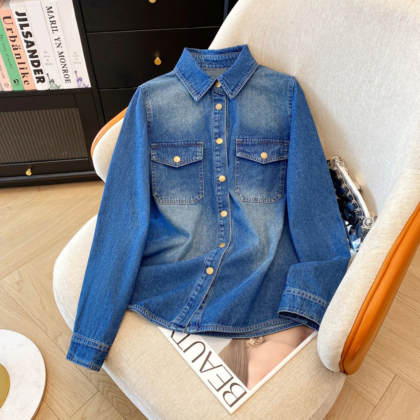 Boutique Wholesale  Summer New Fashionable Retro Versatile Casual Loose Denim Women's Shirt