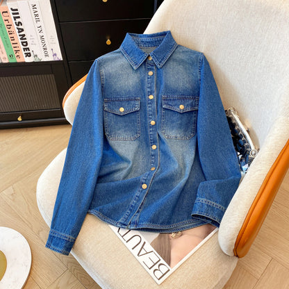 Boutique Wholesale  Summer New Fashionable Retro Versatile Casual Loose Denim Women's Shirt