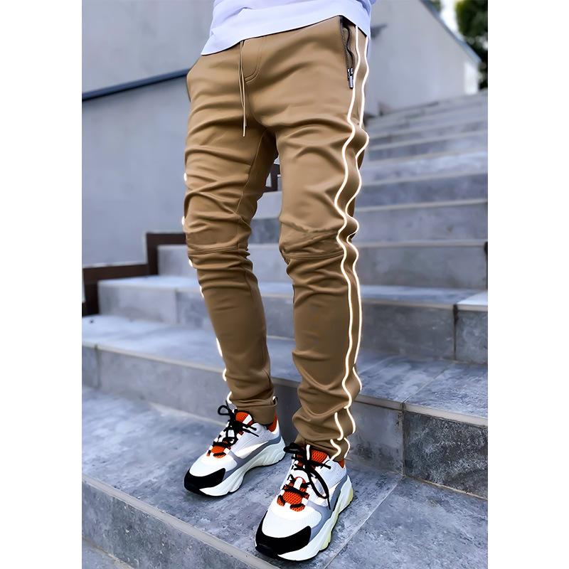 GODLIKEU Pantaloni cargo primăvară toamnă bărbați elastici cu mai multe buzunare reflectorizante drepte sport fitness pantaloni casual pantaloni de jogging