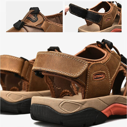 Summer Men's Sandals Leather Sandals Men Beach Shoes Rome Designer Men's Sandals Outdoor Men's Wading Shoes Soft Bottom Sandalia