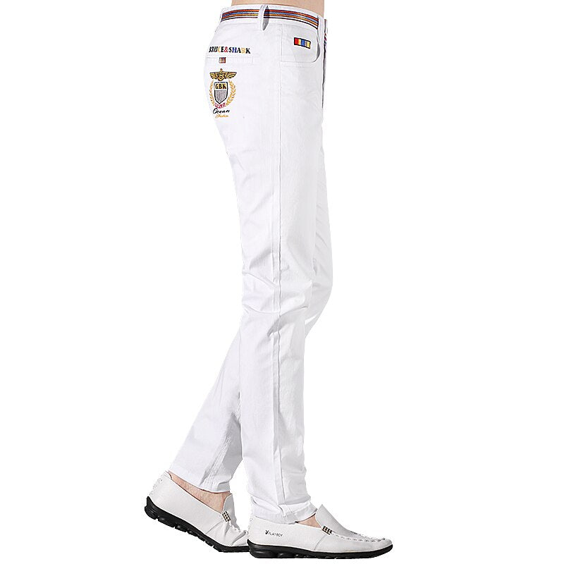 Spring Summer Men pants Full New Design Casual Fashion Business 97% Cotton Stretch  Man Trousers big size Top quality  Embroider