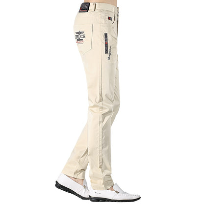 Bruce&amp;Shark Summer Men's Pants Fashions Casual Men Trousers Full Straight 97%Cotton 3%Spandex Loose Stretch Comfortable Big size