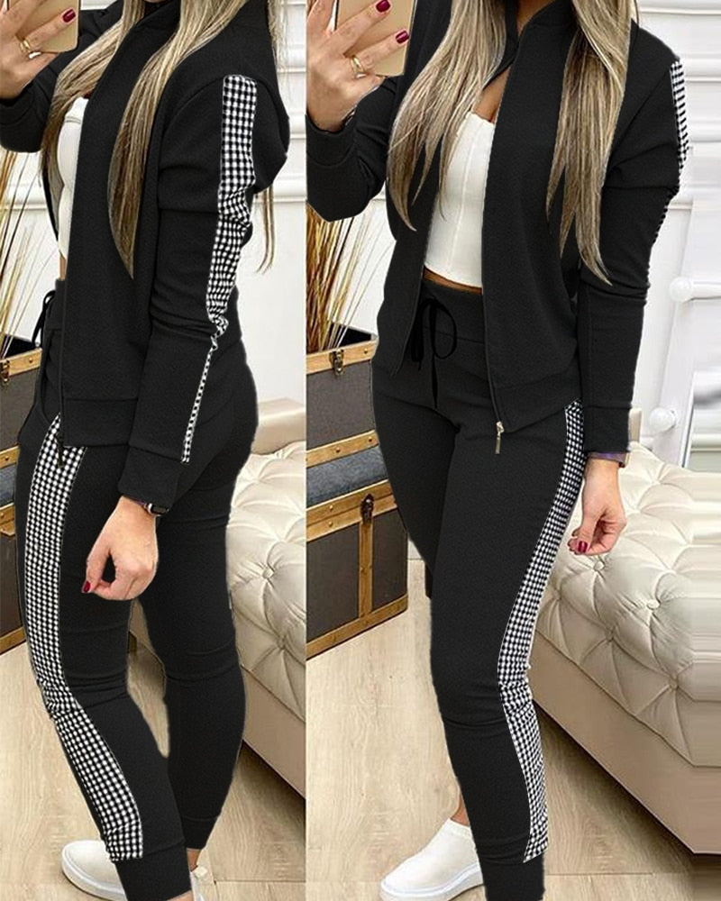 Trend Leopard 2 Two Piece Set Women Outfits Activewear Zipper Top Leggings Women Matching Set Tracksuit Female Outfits for Women