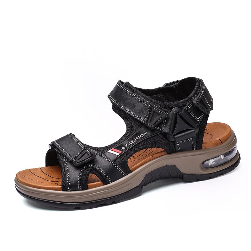 Brand Summer Men&#39;s Sandals Genuine Leather Men Slippers Gladiator Men Beach Sandals Soft Comfortable Outdoors Wading Shoes 38-48