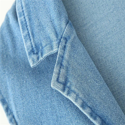 ZATRHMBM  New Fashion Button-Up Denim Dress Retro Casual Sleeveless Lapel Elegant Lady Fashion Dress