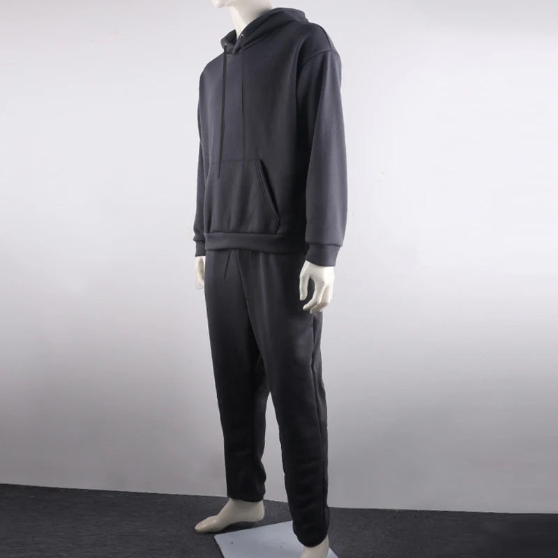 Neon Green Style Men's Fashion Tracksuit Solid 2 Pieces Long Sleeve Hoody+Loose Swearpants Casual Sportsuit Men  Newest OMSJ