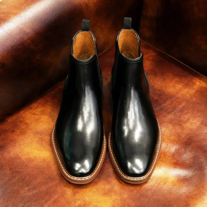 Desai Brand Men's Chelsea Boots Work shoes Genuine Cow Leather Handmade Boot Shoes For Formal Dress Wedding Business Party New