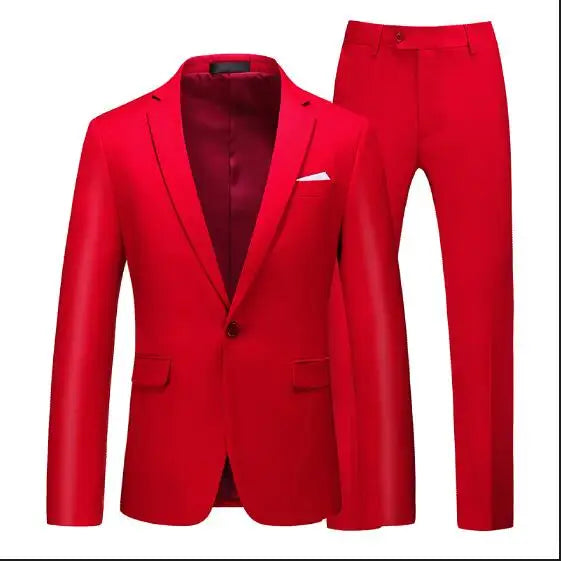2026 Men's Red Suit 2-Piece Sets, Wedding Party Dress Coat and Pants Asian Size Terno Masculino Black White Blue Costume Homme