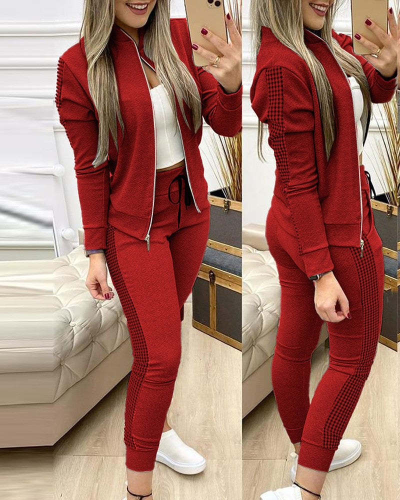 Trend Leopard 2 Two Piece Set Women Outfits Activewear Zipper Top Leggings Women Matching Set Tracksuit Female Outfits for Women